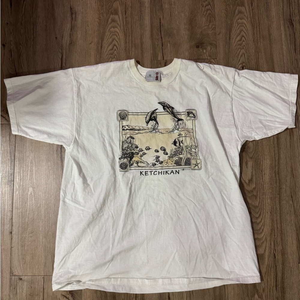 White Graphic Short Sleeve Tee - Men's Crewneck